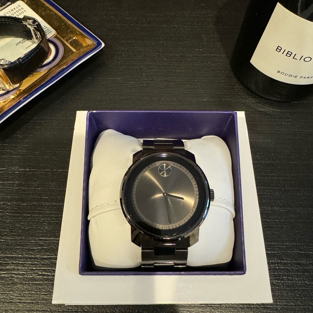 Movado Bold unisex watch in chocolate brown preowned